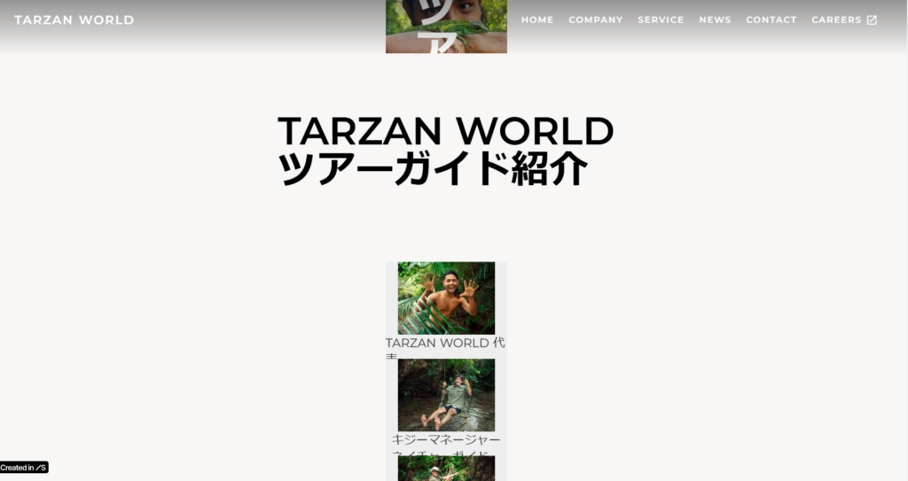 TARZAN WORLDのホームページ切り抜き