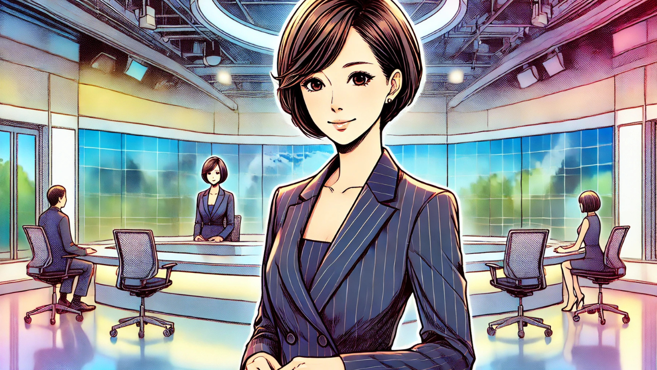 ショートヘアー、45歳、アナウンサー女性