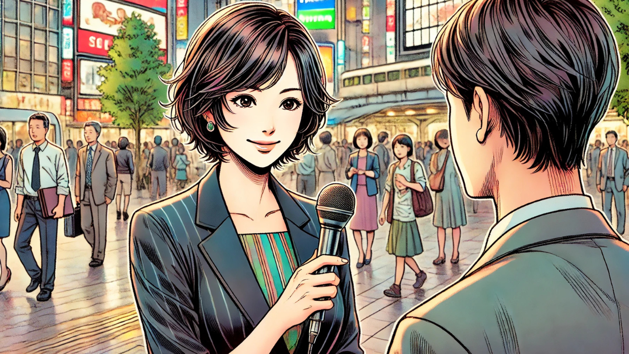 ショートヘアー、45歳、アナウンサー女性