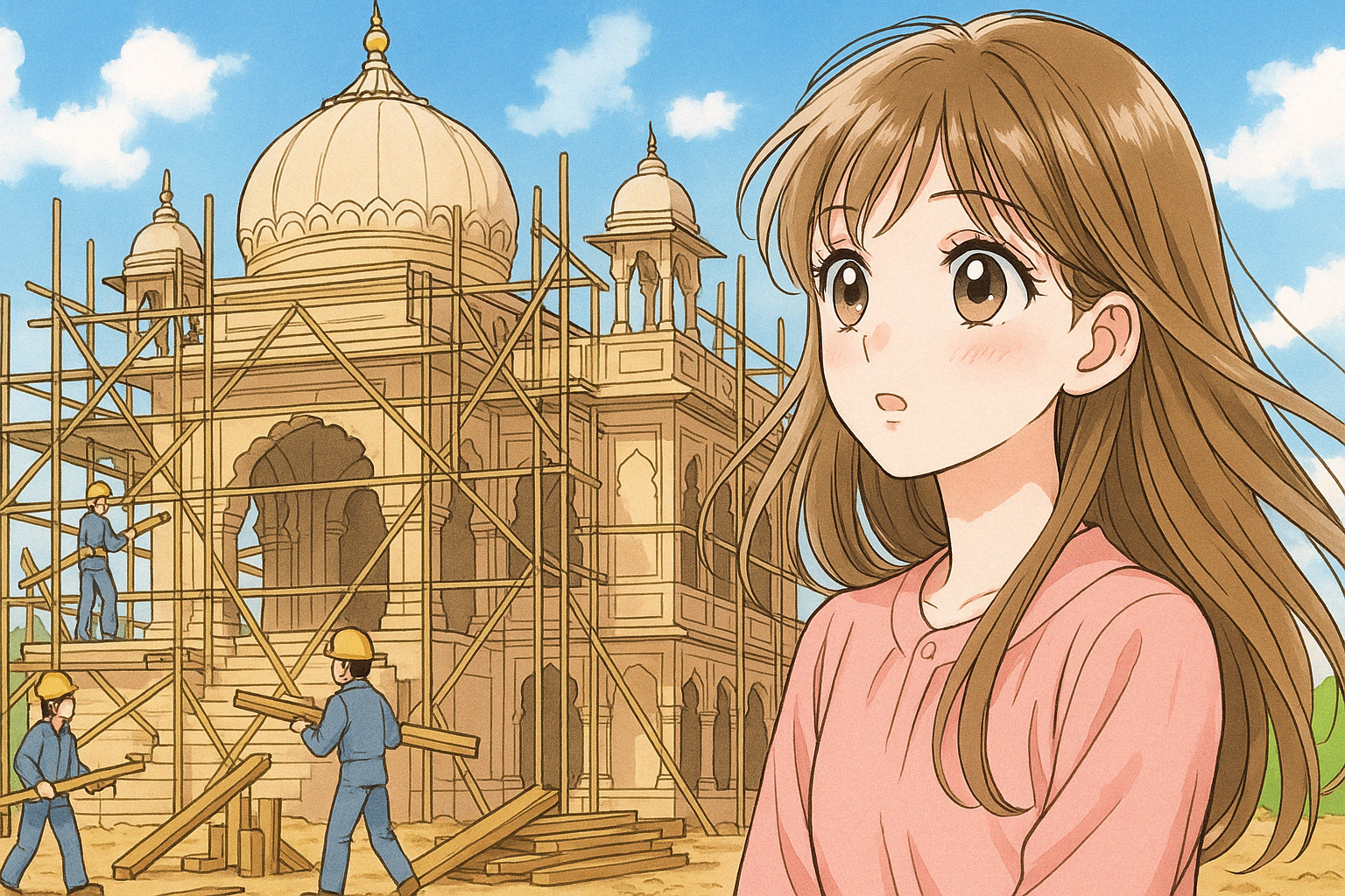 インド館の工事中の画像をイラスト画像