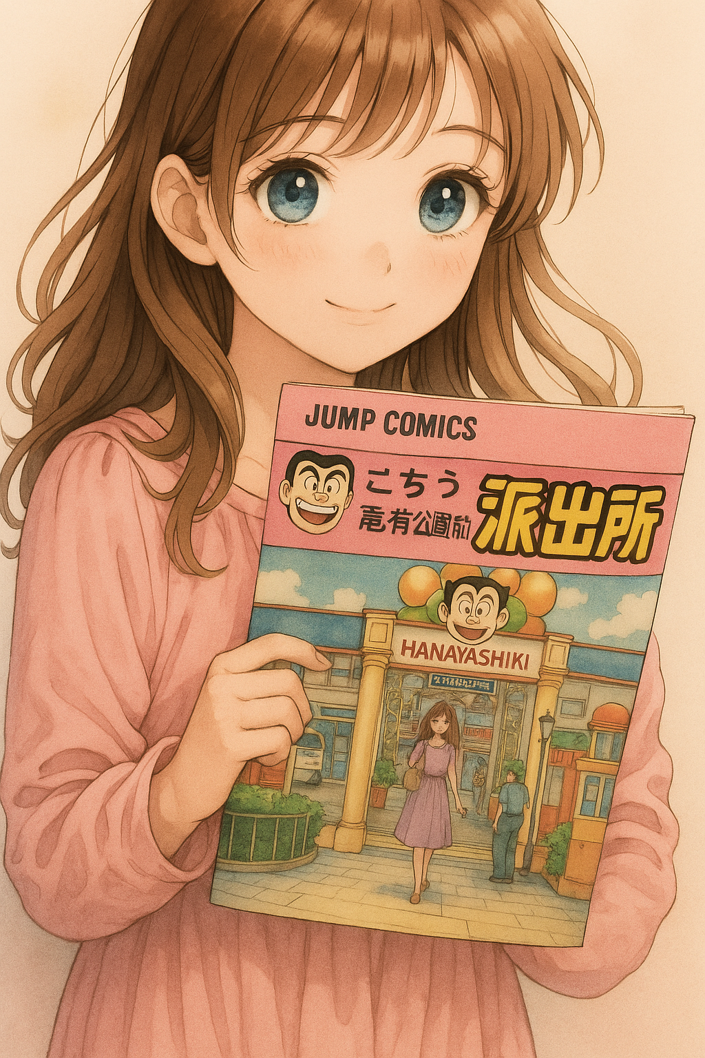 女性がこち亀94巻を見ている