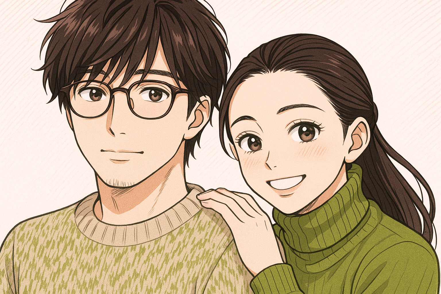 男女が二人で移っているイラスト