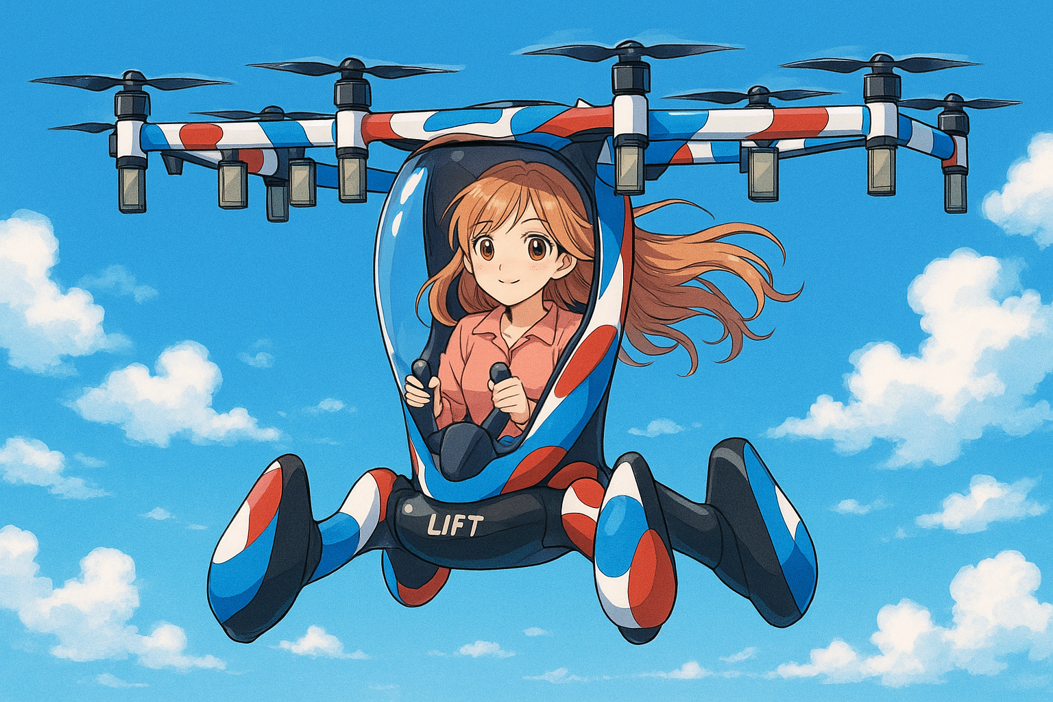 空飛ぶ車のイラスト