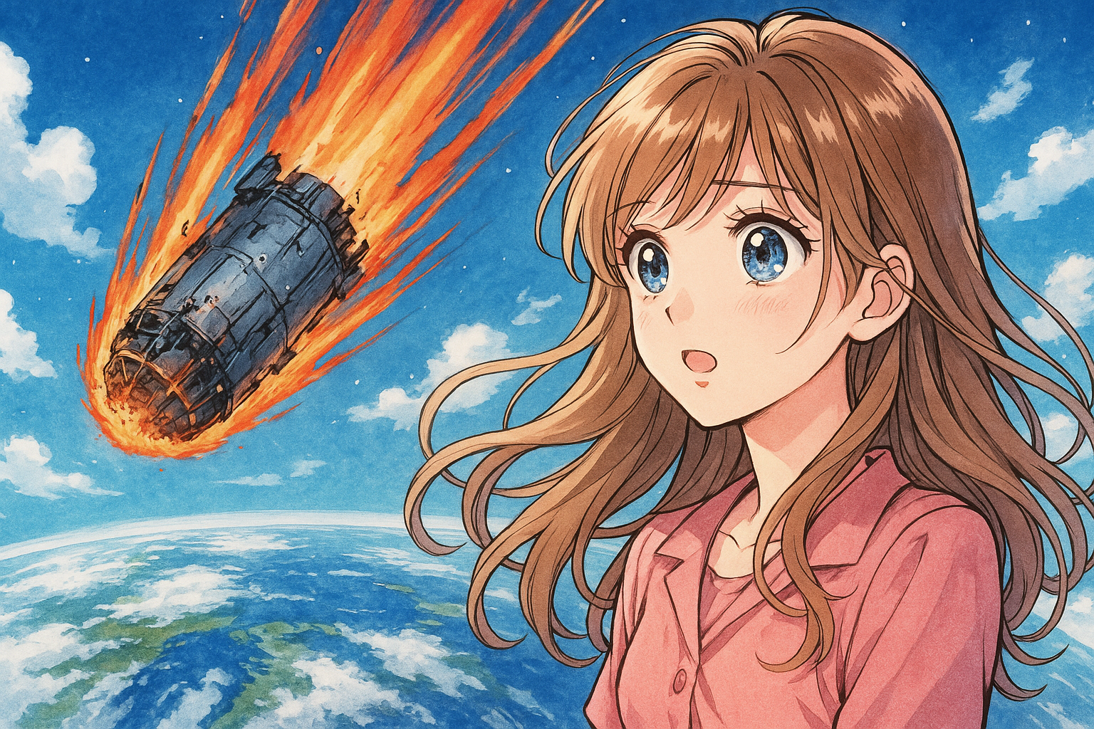 宇宙船の残骸が地球に落下する