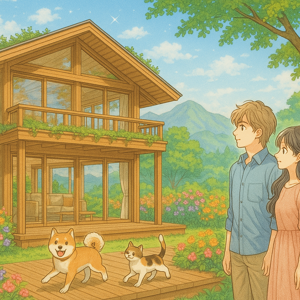 平屋の高台の別荘