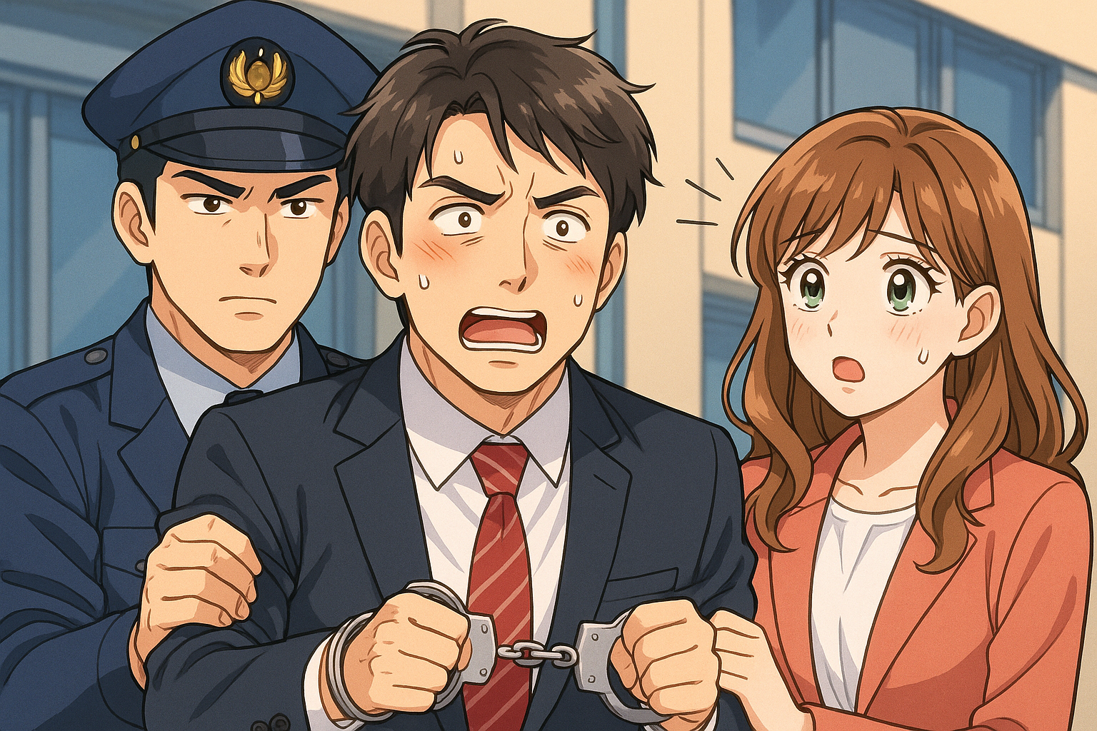 違法のオンラインカジノで逮捕。会社は懲戒解雇。イラスト画像