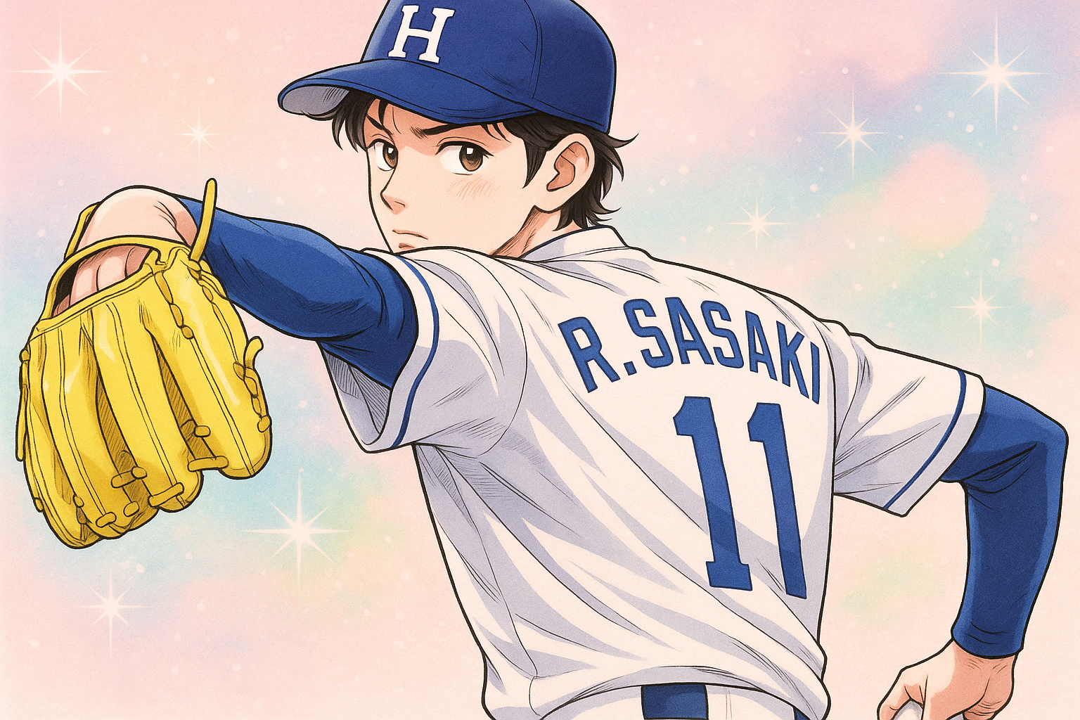 佐々木が投げている画像