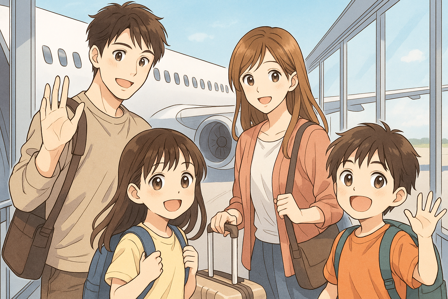 海外旅行に行く家族