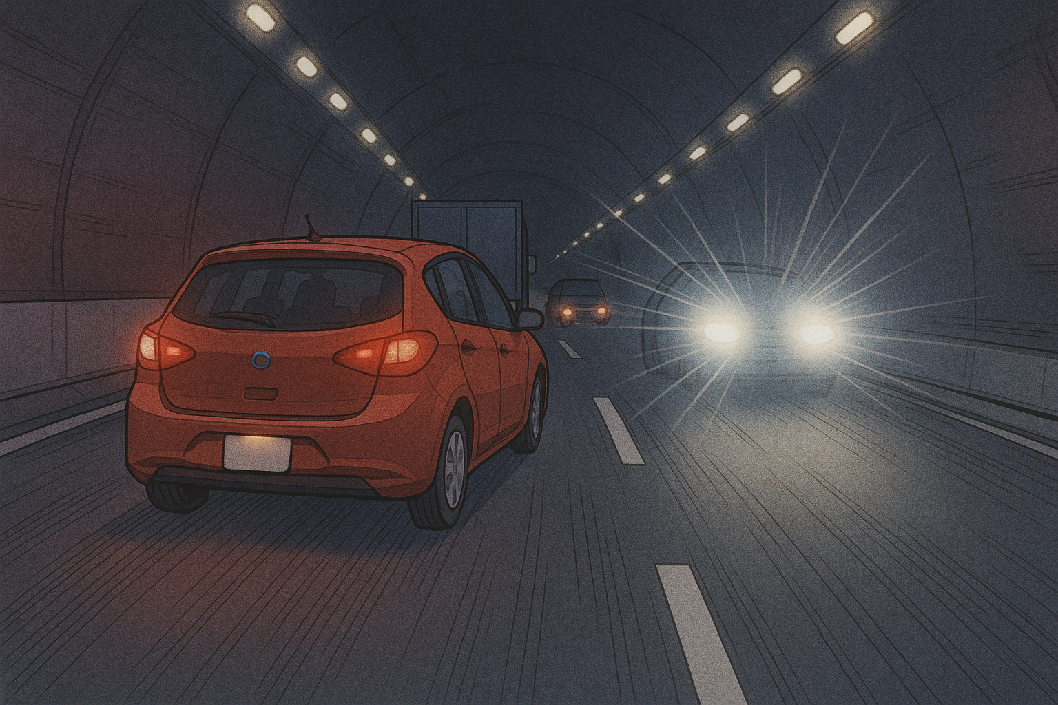 高速道路を逆走する車