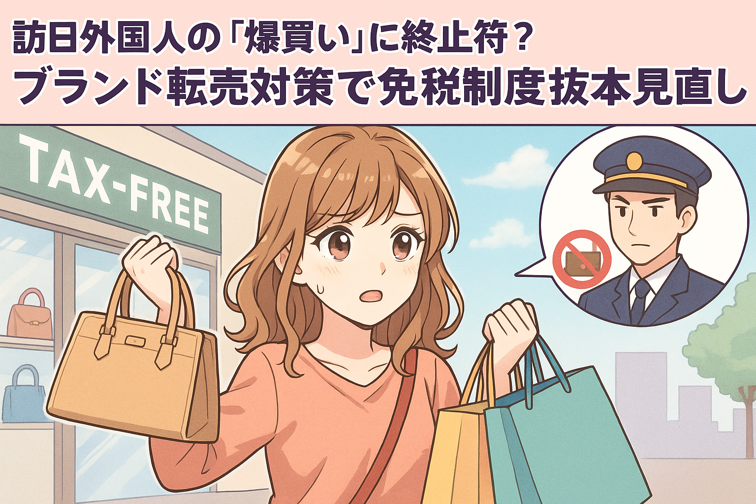 訪日外国人の爆買いに終止符？イラスト画像