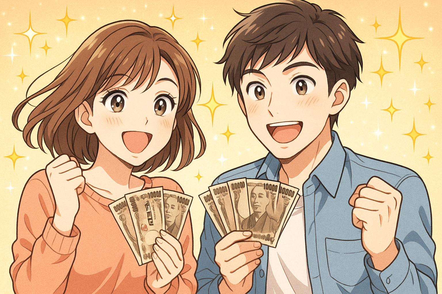 年金が増えて喜ぶ夫婦