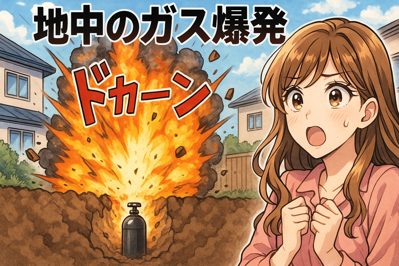 地中のガス爆発　イラスト画像
