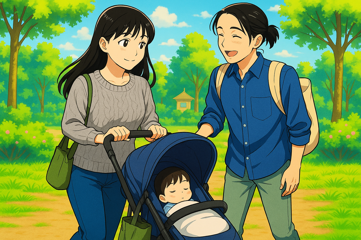 家族3人のイラスト画像