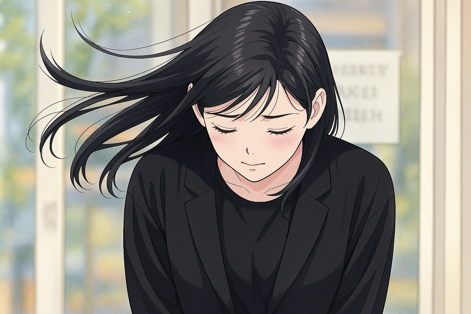 頭を下げている女性