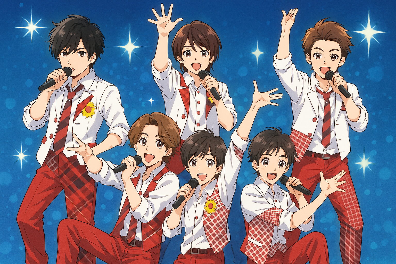 男性5人　ポーズ