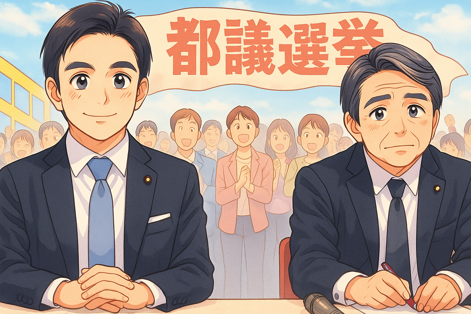 都議選挙　男性2名