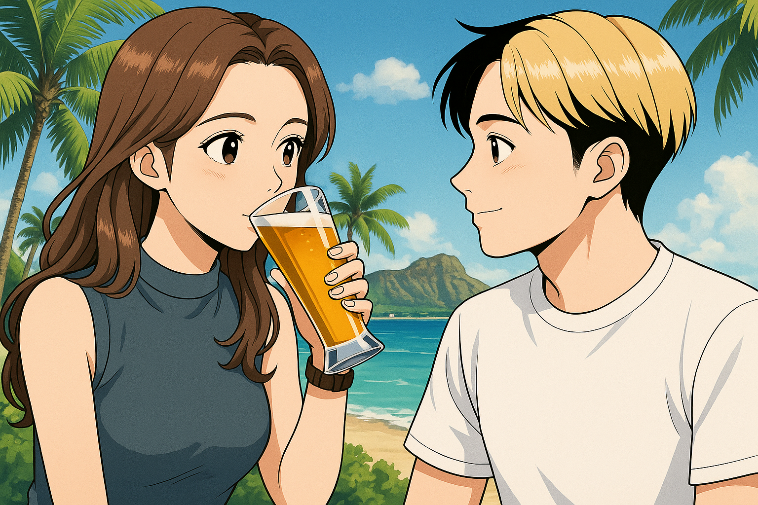 男女二人がお酒を飲んでいる