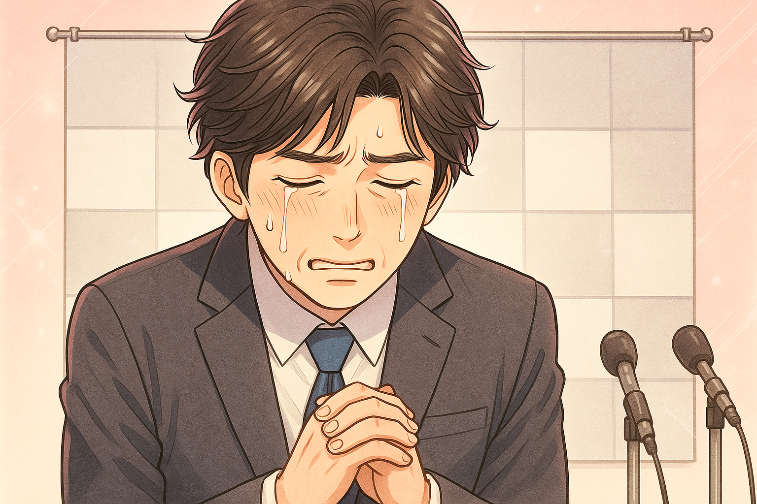 男性の記者会見