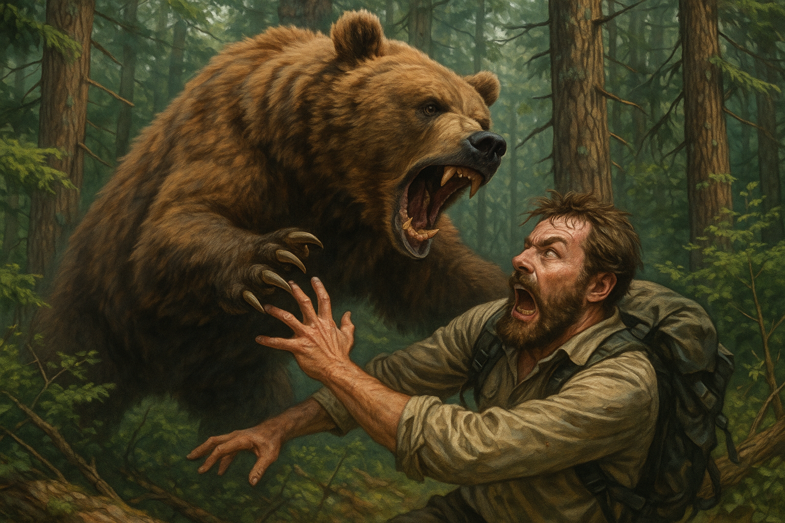 熊に装具する男性