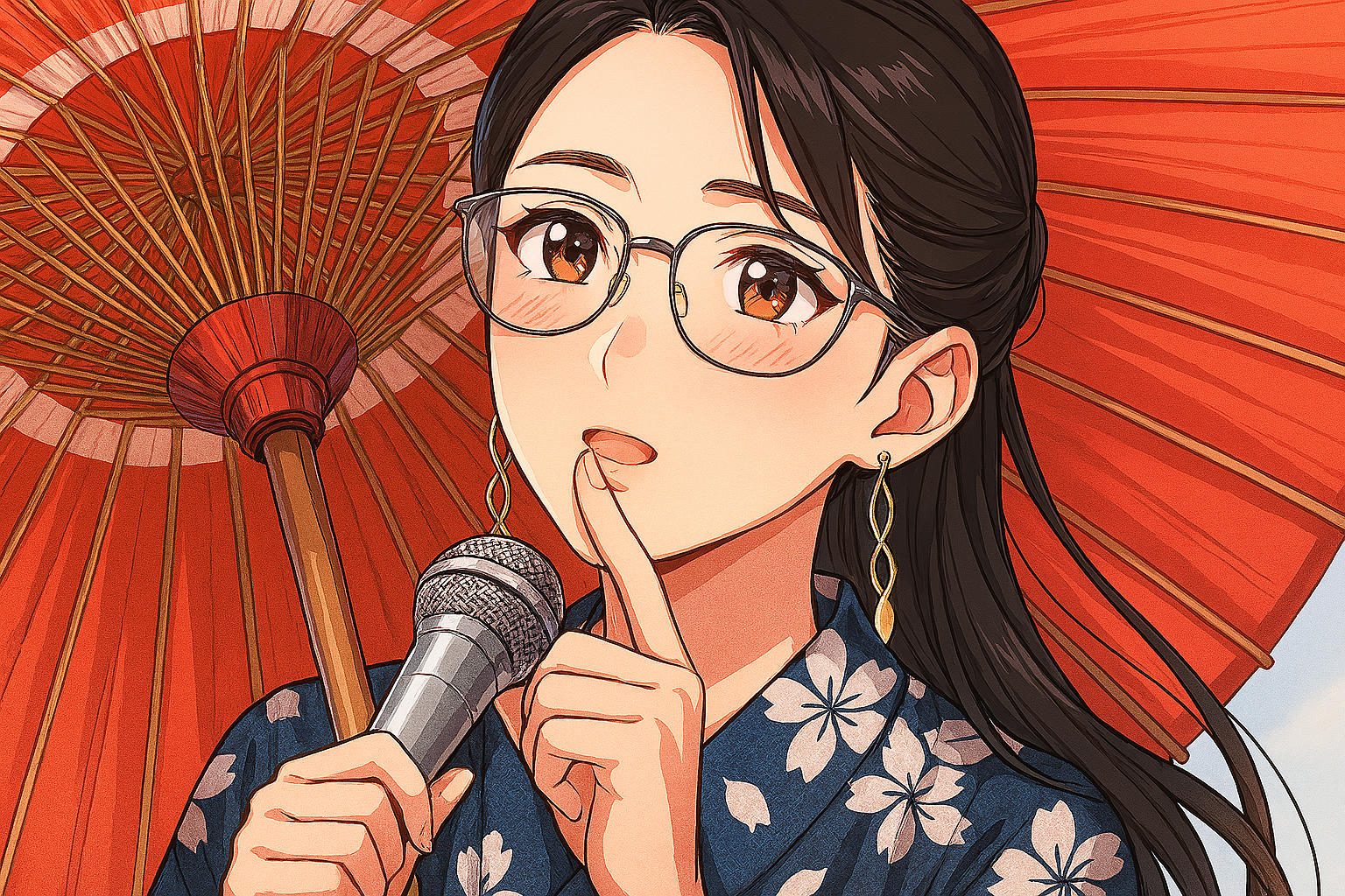 女性がマイクを持っている