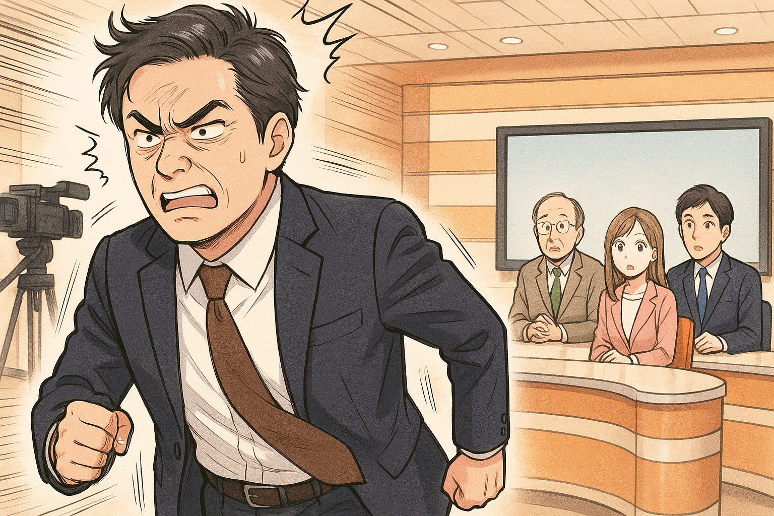 男性が怒って帰る