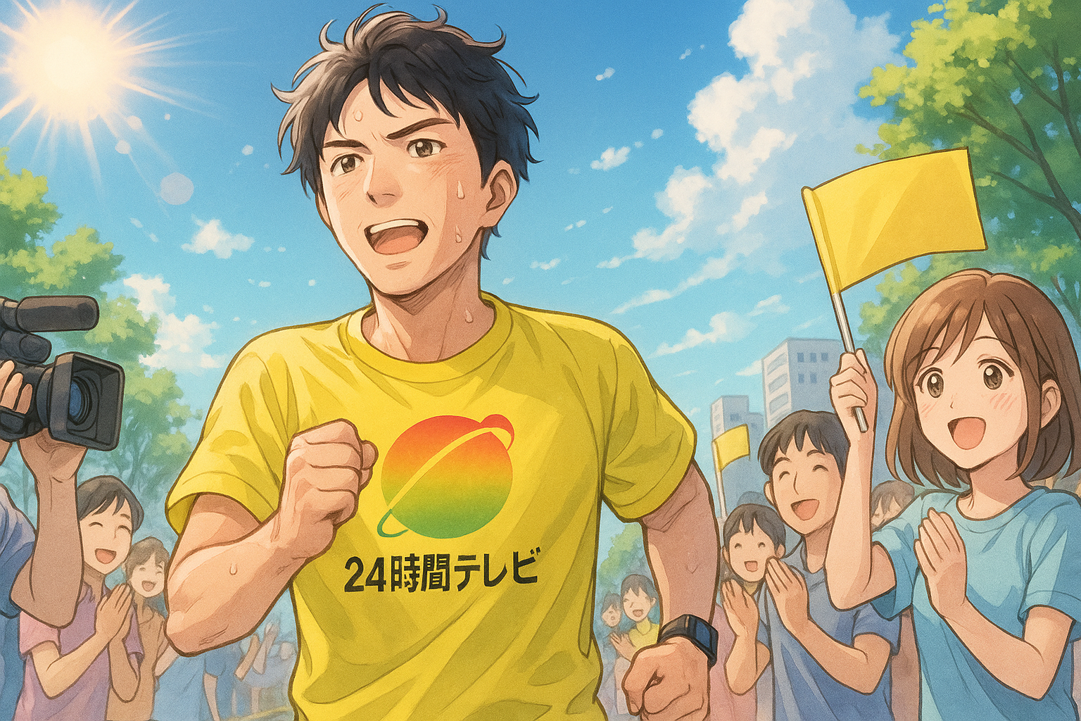 24時間マラソンで走る男性