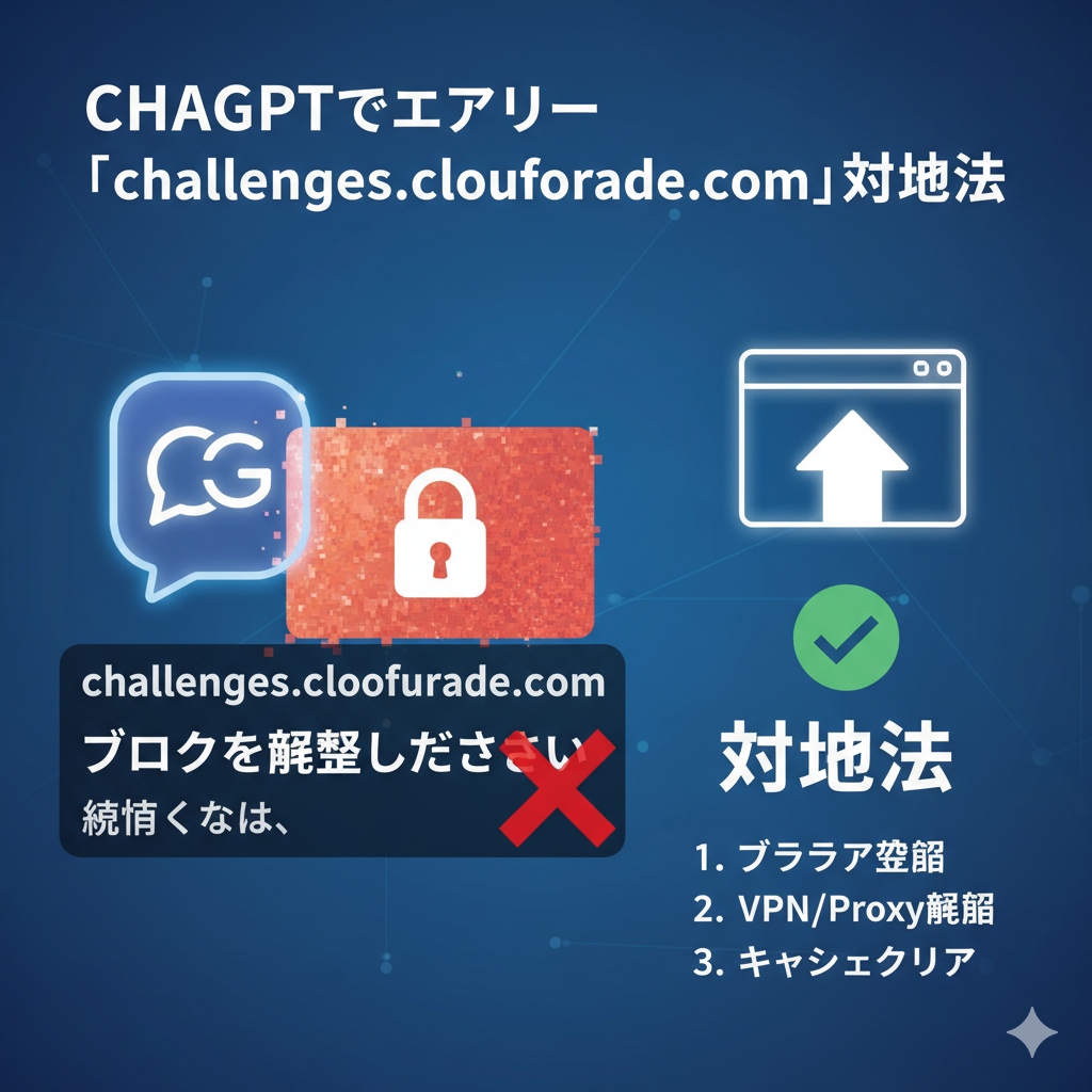 ChatGPTで「続行するには、challenges.cloudflare.com のブロックを解除してください」と出たときの対処法